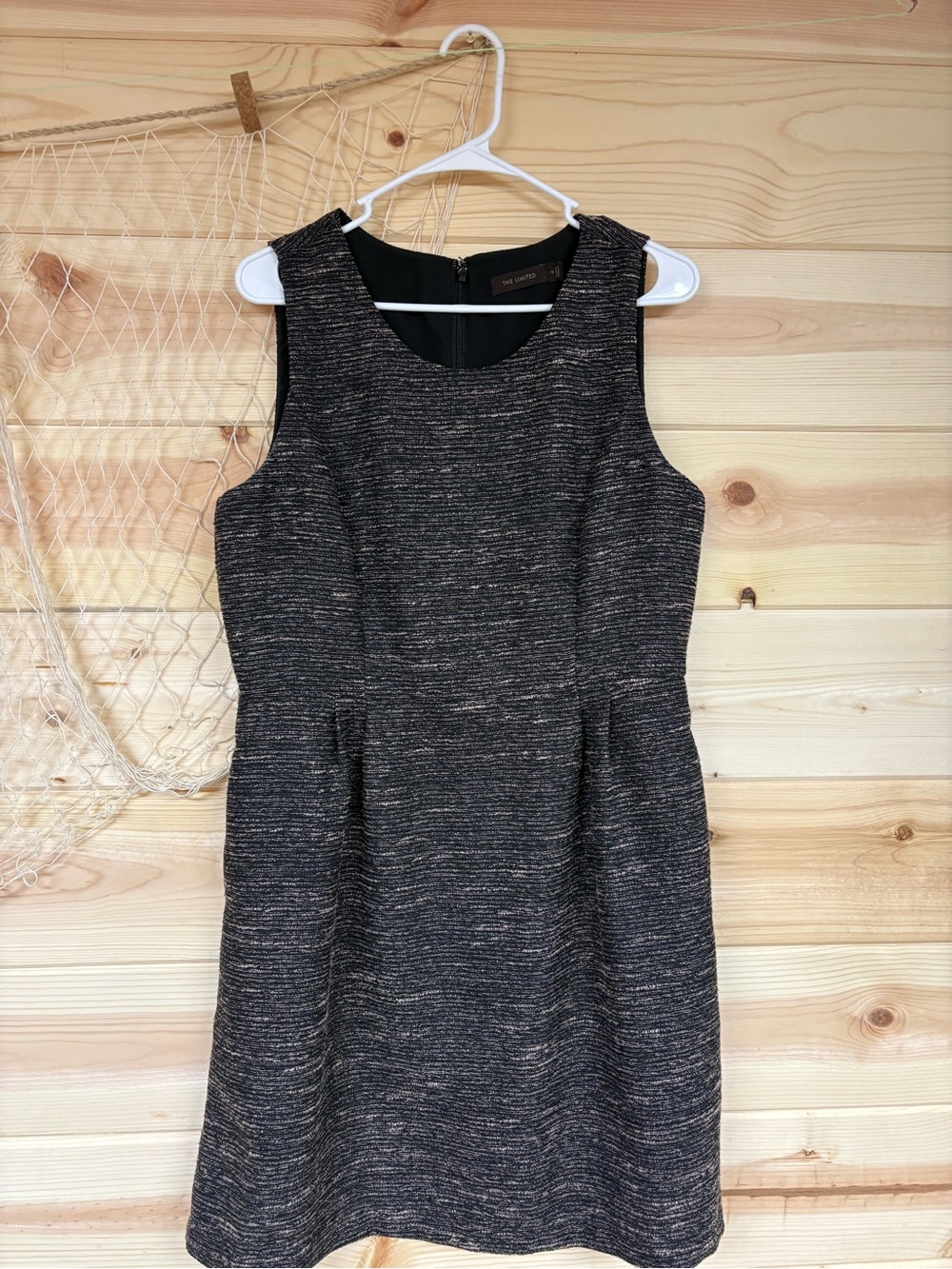 The Limited Black and Gray Textured Sleeveless Sheath Dress